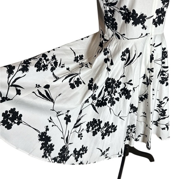 Grace Karin Black and White Floral Print A-Line Dress Boat Neck Size Large - Picture 3 of 4